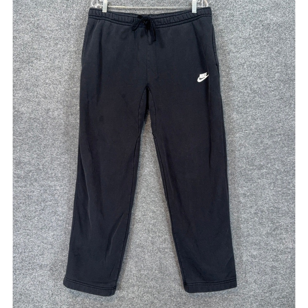 Nike Sweatpants Mens Medium Black Straight Leg Fleece Tapered Athletic Casual